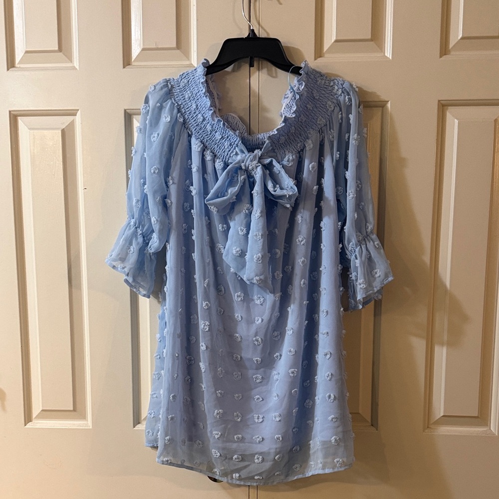 Blue Smocked Women's Size M Dress - Picture 2 of 8